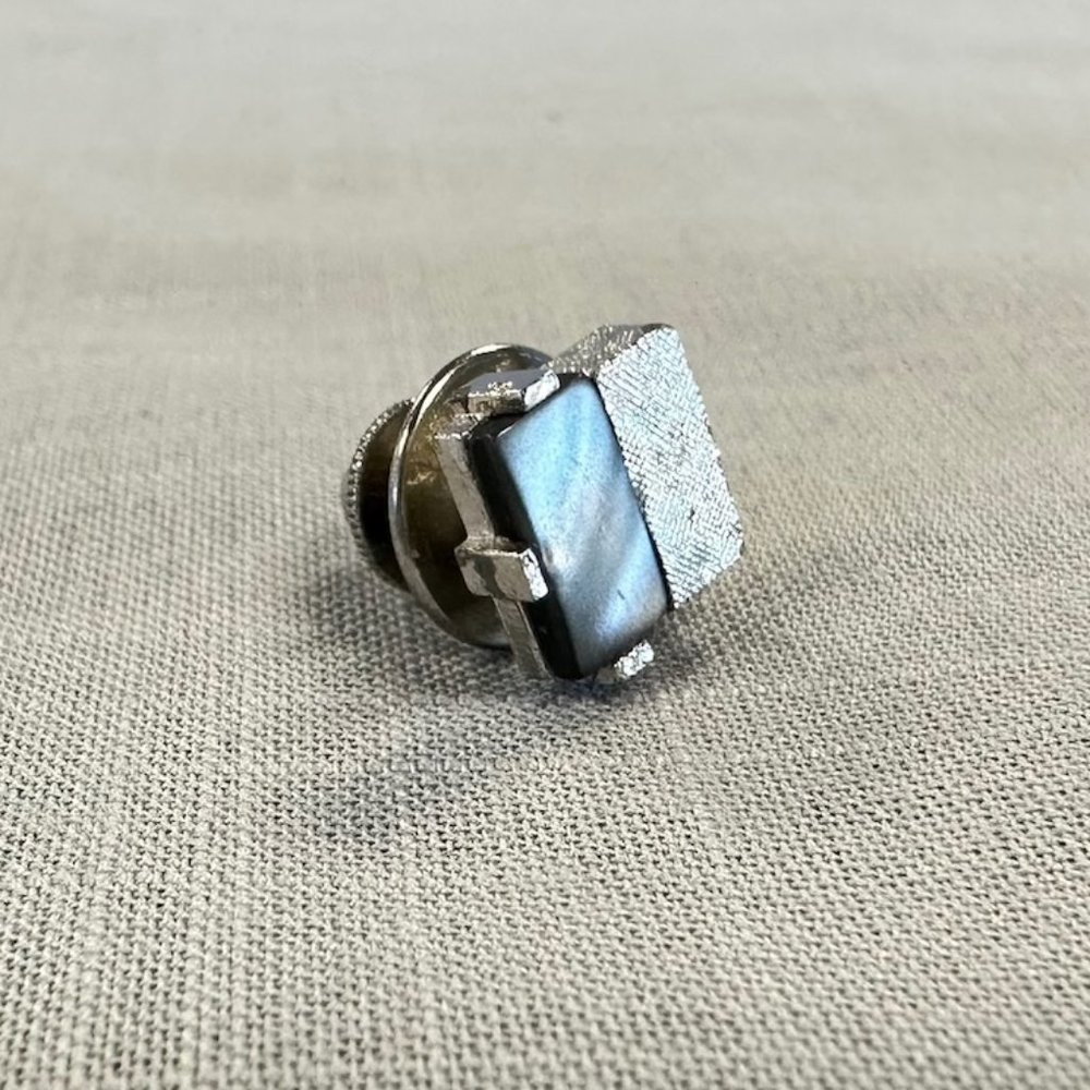 Vintage Swank MCM Silver Tone and Abalone Tie Tack Pin